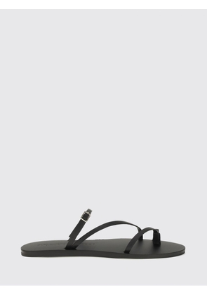 MANEBI Giorgia Calfskin Leather Thong Sandals with Ankle Strap