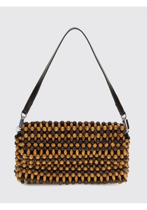 STAUD Timmy Beaded Wood Shoulder Bag with Removable Leather Handle