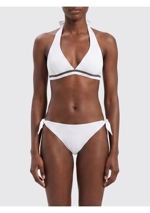 BRUNELLO CUCINELLI Triangle Bikini Top with V-Neck and Decorative Monili