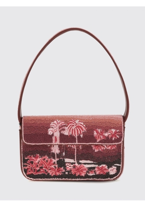 STAUD Tommy Shoulder Bag with All-Over Beaded Graphic Embroidery