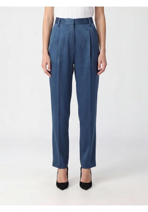 DRIES VAN NOTEN High-Waisted Skinny Chino Satin Trousers in Petrol Green