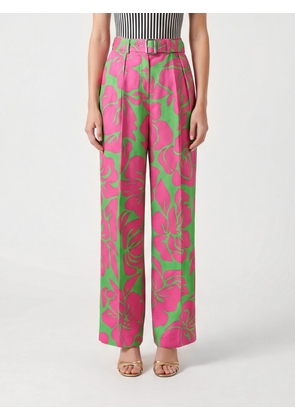 DRIES VAN NOTEN High-Waisted Floral Print Satin Palazzo Trousers
