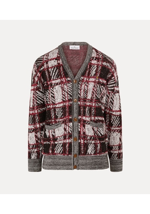 Vivienne Westwood Scribble Check Cardigan Wool Viscose Blend Black M Men
