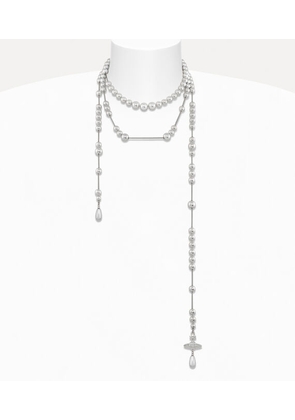 Vivienne Westwood Broken Pearl Necklace Platinum-light-grey-pearl-black-diamond-crystal Platinum-light-grey-pearl-black-diamond-crystal Women