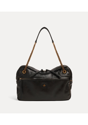 Vivienne Westwood Dolce Large Shoulder Bag Laser Line Leather Black-beige