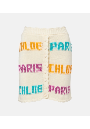 Chloe Knitted cotton miniskirt