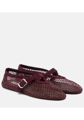Alaia Embellished fishnet ballet flats