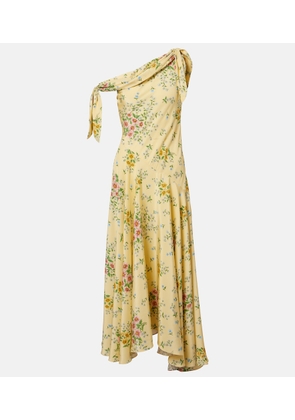 Rodarte Asymmetric floral silk midi dress