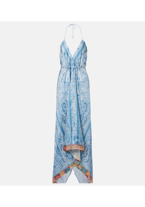 Etro Paisley asymmetric silk maxi dress