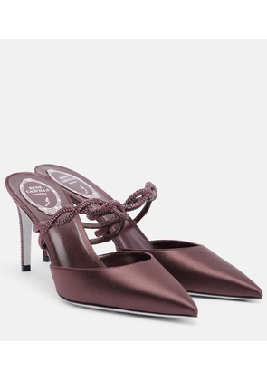 Rene Caovilla Crystal-embellished satin mules