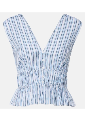 Velvet Verena striped cotton-blend top