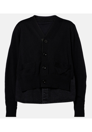 Sacai Paneled cotton-blend cardigan