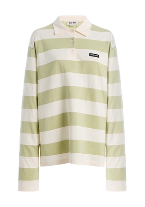 Miu Miu Striped Cotton Polo Shirt - Moda Operandi
