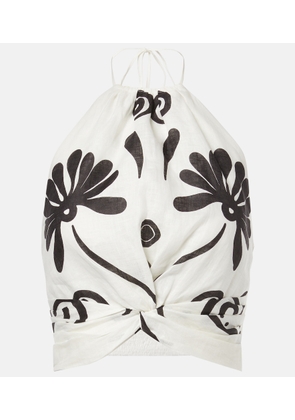 Cala de la Cruz Lodi floral halterneck linen top