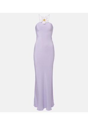Rodarte Floral-applique silk crepe maxi dress