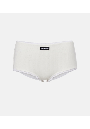 Miu Miu Pointelle cotton micro shorts