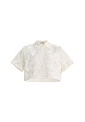 SIMKHAI Callie Embroidered Linen-Blend Shirt - Moda Operandi