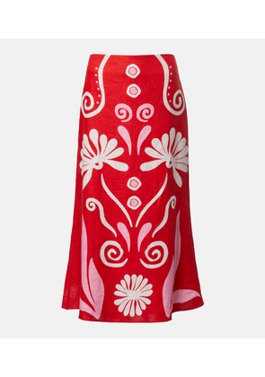 Cala de la Cruz Fabiana printed linen midi skirt