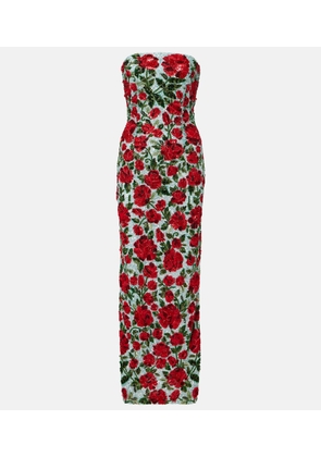 La Fuori Crimson Rose sequined bustier gown
