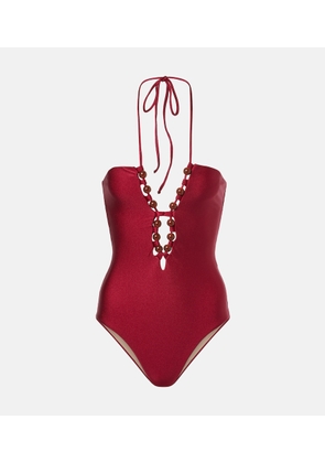 Adriana Degreas Beaded halterneck swimsuit