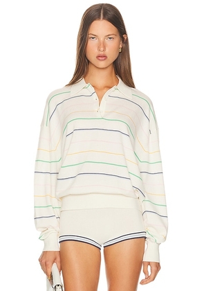 Helsa Kaysee Oversized Polo in Cream Multi - Cream. Size S (also in L, M, XL, XS, XXS).