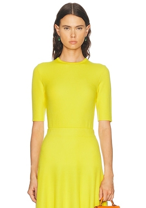 Gabriela Hearst Axis Crewneck Short Sleeve Top in Citrine - Green. Size L (also in M, S).