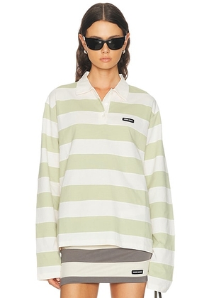 Miu Miu Jersey Righe Top in Petalo & Agave - Green. Size L (also in M).