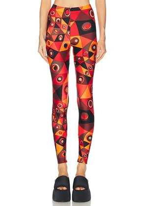 Emilio Pucci Lycra Legging in Orange & Black - Orange,Black. Size S (also in XS).