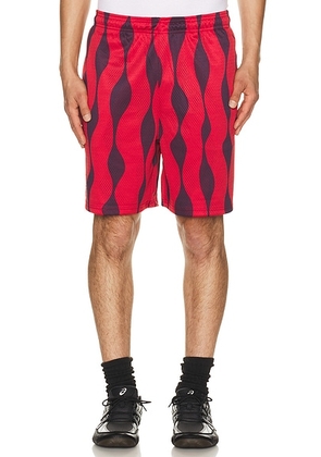 By Parra Waved Mesh Shorts in Red - Red. Size XXL/2X (also in S, M, L, XL/1X).