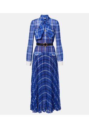 Self-Portrait Belted checked chiffon midi dress