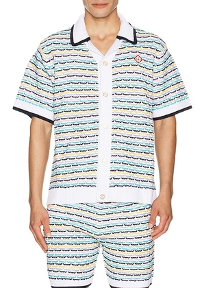 Casablanca Tuck Stitch Short Sleeve Shirt in Multi - Multi. Size XL/1X (also in M, S, XXL/2X).