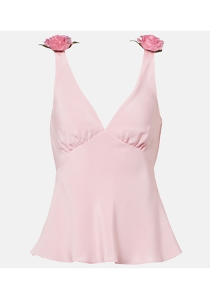 Rodarte Floral-applique silk crepe top