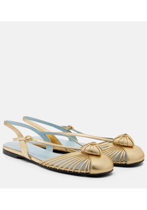 Valentino Garavani Cour Royal metallic leather slingback flats