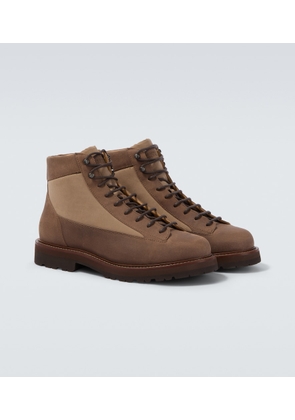Brunello Cucinelli Suede-trimmed lace-up boots