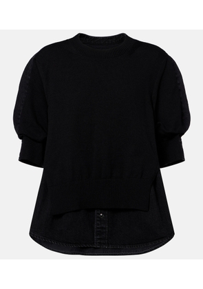 Sacai Layered cotton-blend sweater