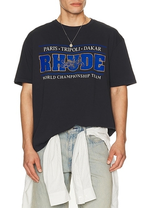 Rhude Chrono Tee in Vintage Black & Blue - Black. Size XXL/2X (also in S, M, L, XL/1X).