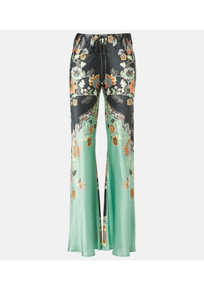 Roberto Cavalli Floral silk satin flared pants