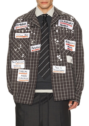 Maison MIHARA YASUHIRO Longsleeve Check Shirt With Sticker in Black - Black. Size 48 (also in 50).