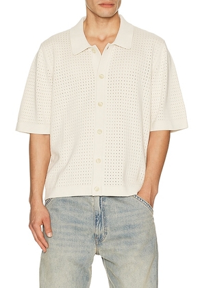 Corridor Pointelle Knit Shirt in Natural - Ivory. Size S (also in M, L, XL/1X).