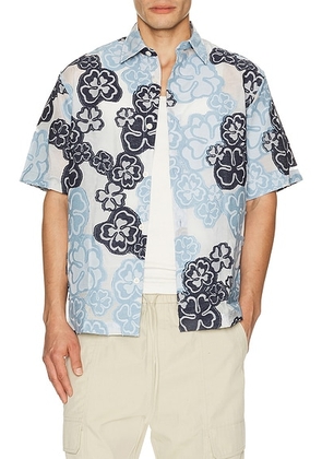 NN07 Freddy Short Sleeve Shirt 50075 in Blue Multi - Blue. Size XXL/2X (also in L, M, S, XL/1X).