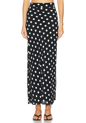Juillet Beatrice Maxi Skirt in Black & White Polka Dot - Black & White. Size L (also in ).