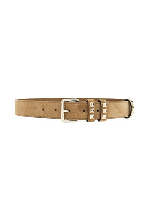Valentino Garavani Rockstud 30 Suede Belt in Havana Beige - Brown. Size 65 (also in 70, 75, 85, 90).