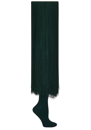 ALAÏA Fringe High Sock in Vert Fonce - Green. Size all.
