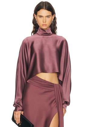 Lapointe Satin Caftan Top in Dark Mauve - Mauve. Size L (also in M, S, XS).
