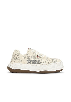 Maison MIHARA YASUHIRO Oliver Original Sole Graffiti Printed Canvas Low-Top Sneaker in White - White. Size 45 (also in 42, 43, 44).
