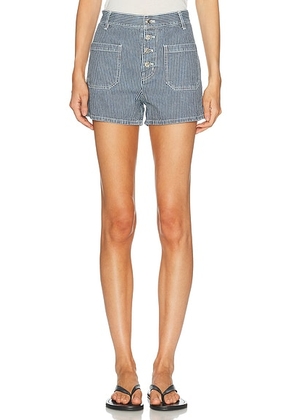 NILI LOTAN Harley Striped Short in Indigo Stripe Rinse - Blue. Size 2 (also in 0, 4, 6, 8).