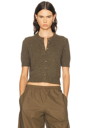 KHAITE Nora Cashmere Cardigan in Artichoke - Green. Size M (also in S, L).