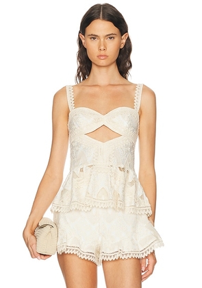 PatBO Bertha Lace Top in Off White - White. Size 6 (also in 0, 2, 4, 8).