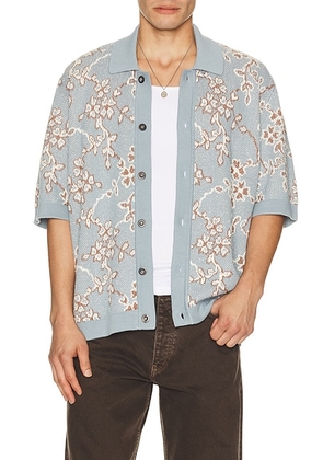 Corridor Trellis Knit Shirt in Light Blue - Blue. Size XL/1X (also in S, M, L).