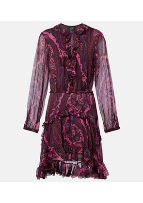 Etro Paisley ruffled silk minidress